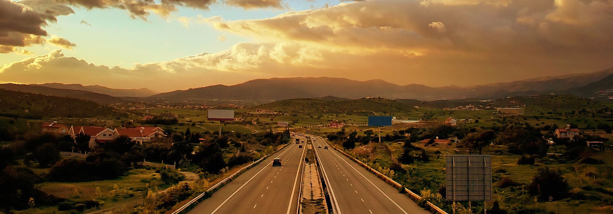 Highway with sunset view